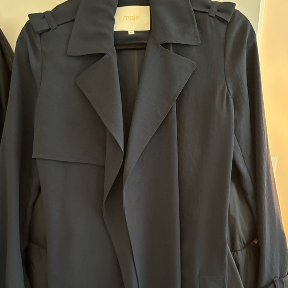 Maje Navy Trench Coat - Picture 5 of 7